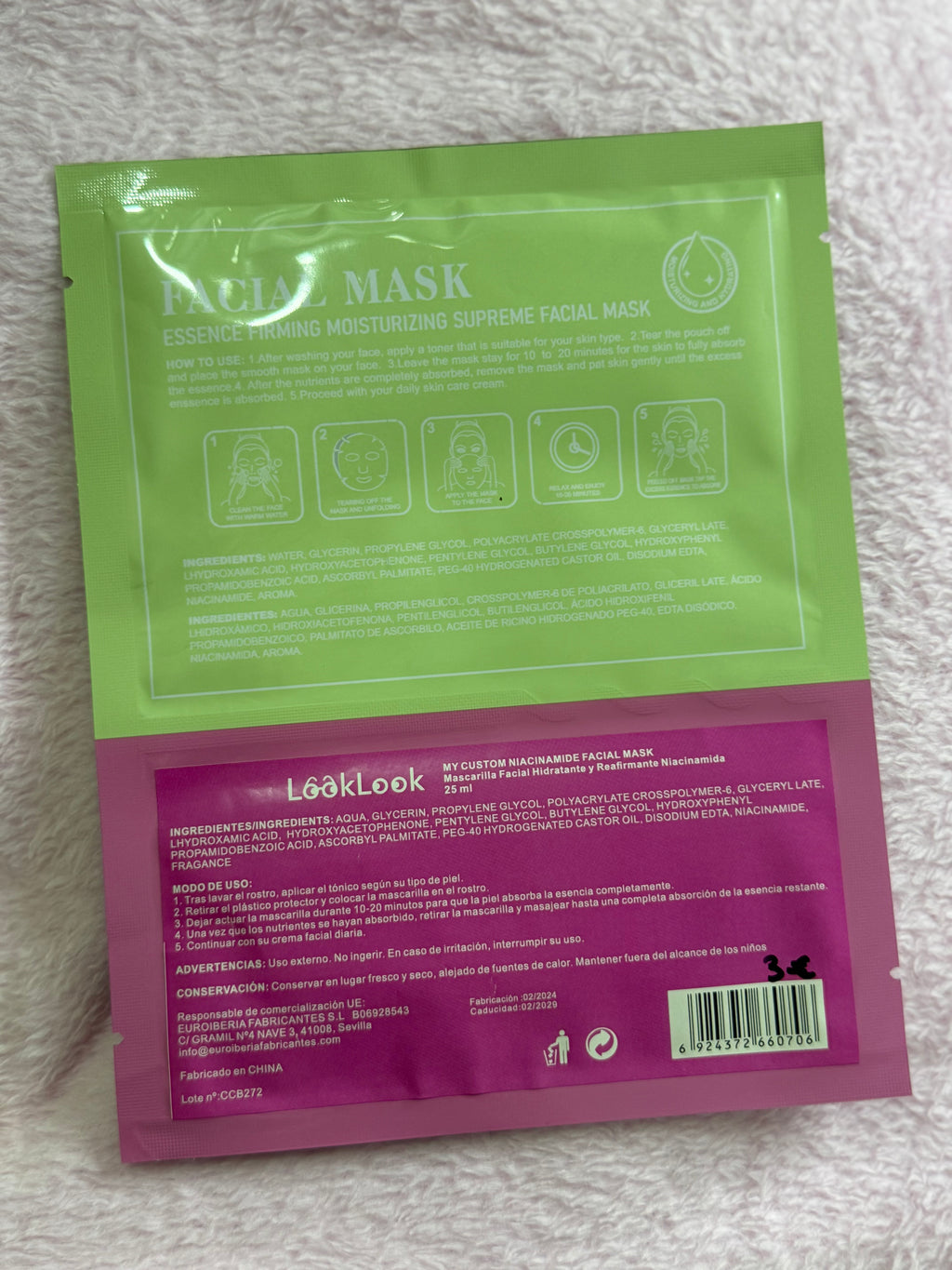 Mascarilla facial doble niacinamide