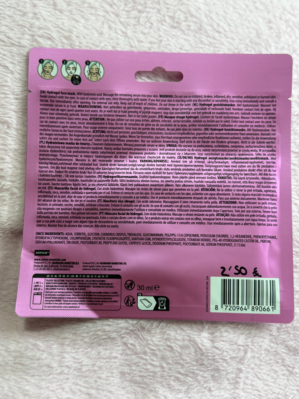 Mascarilla hidrogel ácido hialuronico