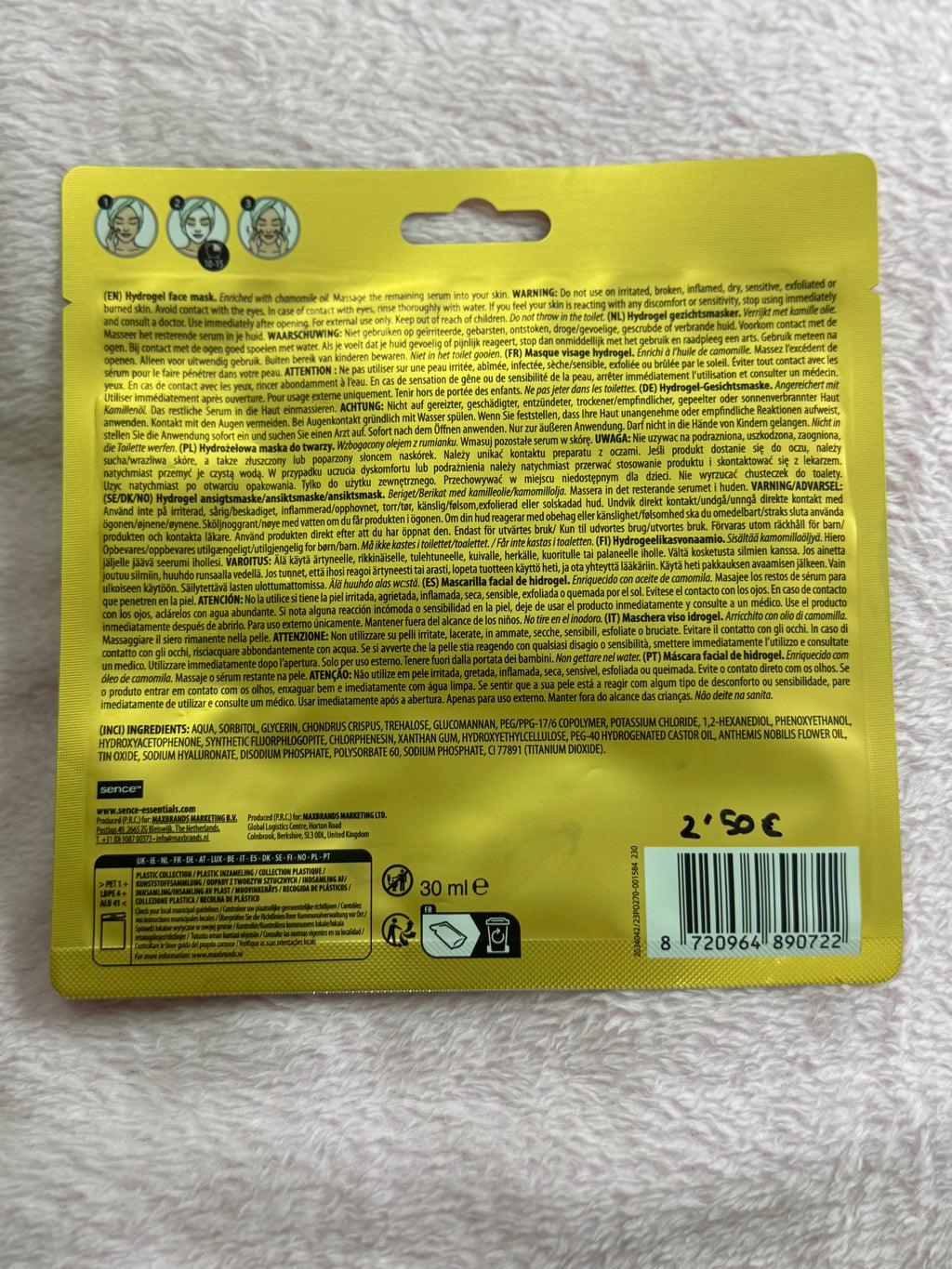 Mascarilla facial hidrogel gold