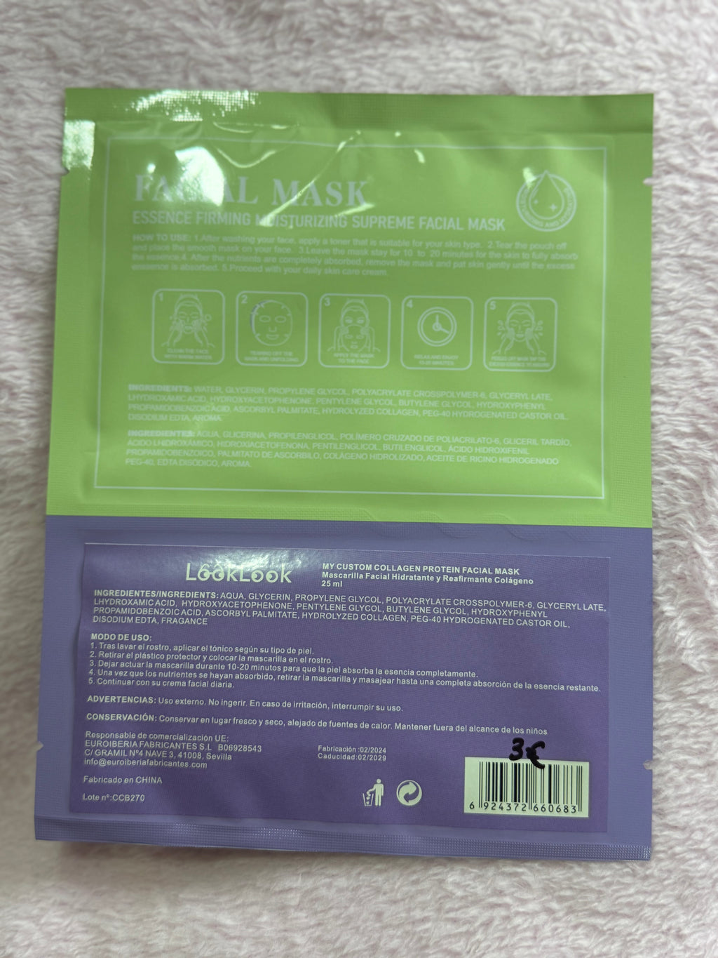 Mascarilla facial doble colágeno