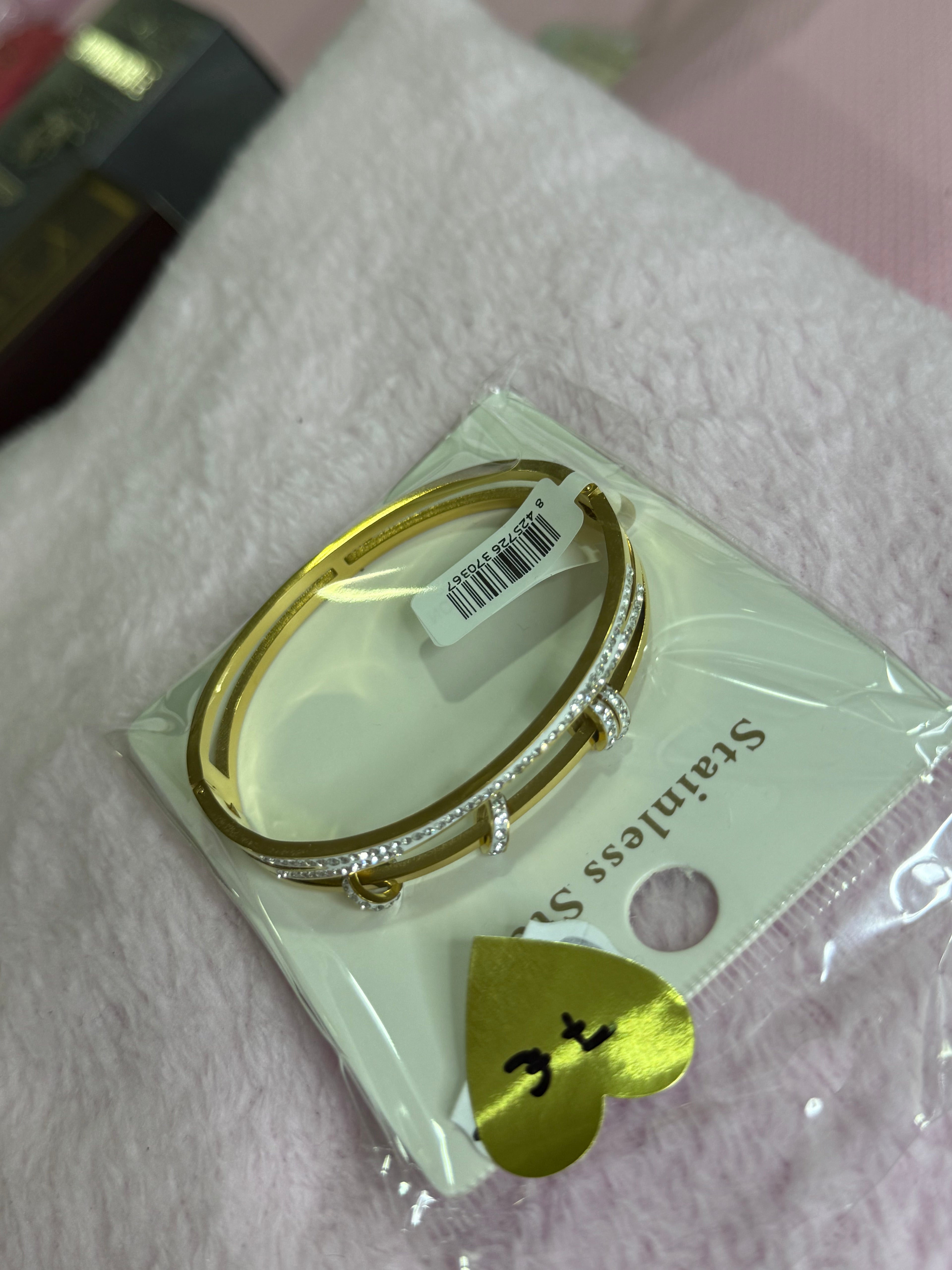 Pulsera brazalete dorado brillos